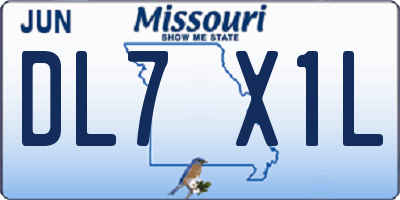 MO license plate DL7X1L