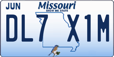 MO license plate DL7X1M