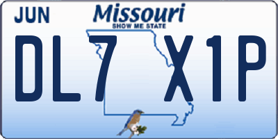 MO license plate DL7X1P