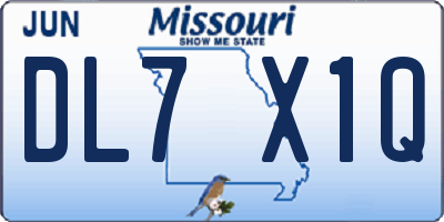 MO license plate DL7X1Q