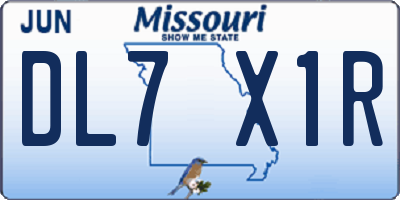 MO license plate DL7X1R