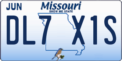 MO license plate DL7X1S