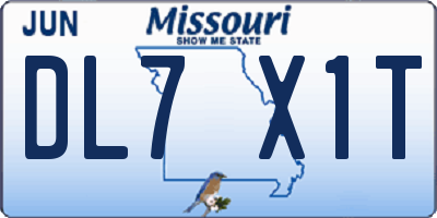 MO license plate DL7X1T