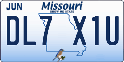 MO license plate DL7X1U
