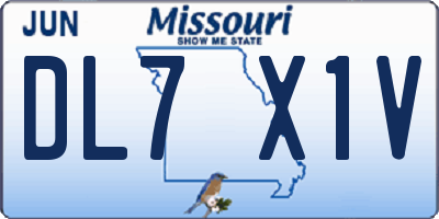 MO license plate DL7X1V