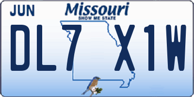 MO license plate DL7X1W