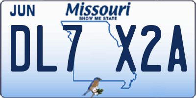 MO license plate DL7X2A