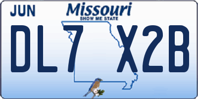 MO license plate DL7X2B