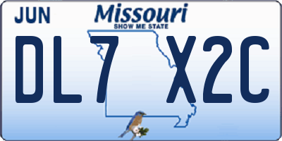 MO license plate DL7X2C