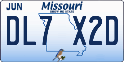 MO license plate DL7X2D