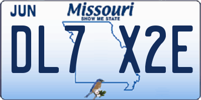 MO license plate DL7X2E