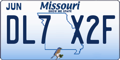 MO license plate DL7X2F