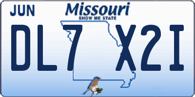 MO license plate DL7X2I