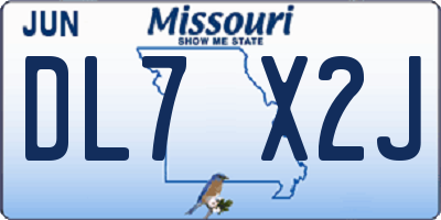 MO license plate DL7X2J