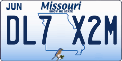 MO license plate DL7X2M