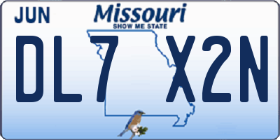 MO license plate DL7X2N