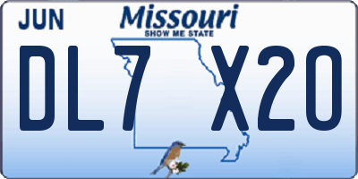 MO license plate DL7X2O