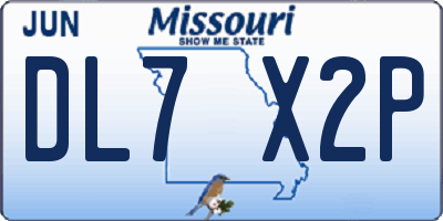 MO license plate DL7X2P