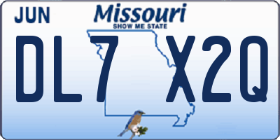 MO license plate DL7X2Q
