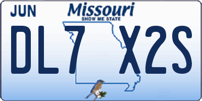 MO license plate DL7X2S
