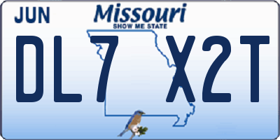MO license plate DL7X2T