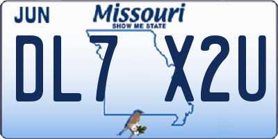 MO license plate DL7X2U