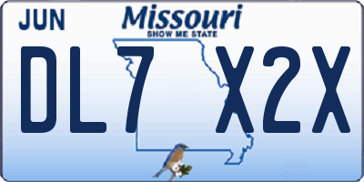 MO license plate DL7X2X