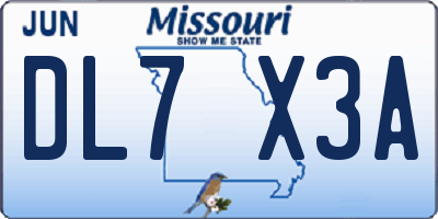 MO license plate DL7X3A