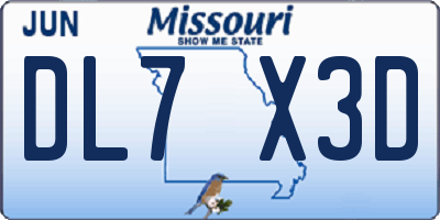 MO license plate DL7X3D