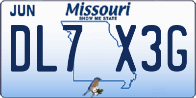 MO license plate DL7X3G