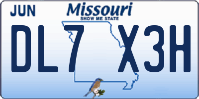 MO license plate DL7X3H
