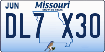 MO license plate DL7X3O