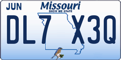 MO license plate DL7X3Q