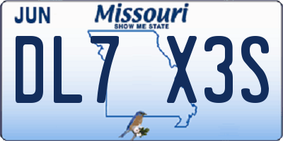 MO license plate DL7X3S