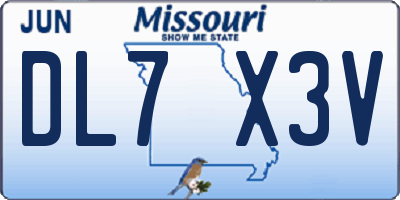 MO license plate DL7X3V