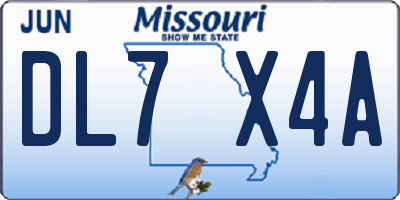 MO license plate DL7X4A