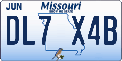 MO license plate DL7X4B