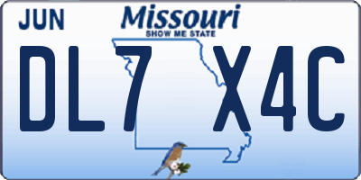 MO license plate DL7X4C