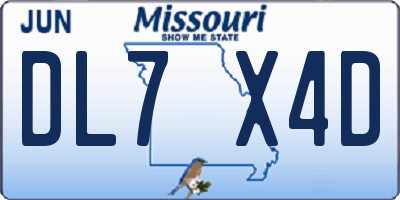 MO license plate DL7X4D