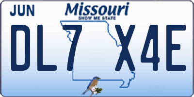 MO license plate DL7X4E