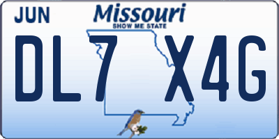 MO license plate DL7X4G