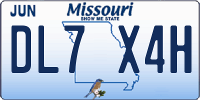 MO license plate DL7X4H