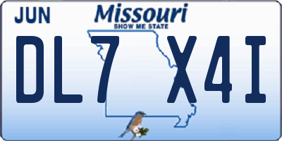 MO license plate DL7X4I
