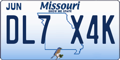 MO license plate DL7X4K