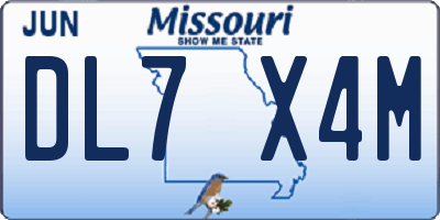 MO license plate DL7X4M