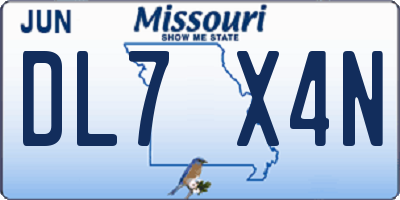 MO license plate DL7X4N