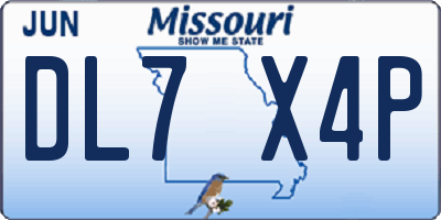 MO license plate DL7X4P