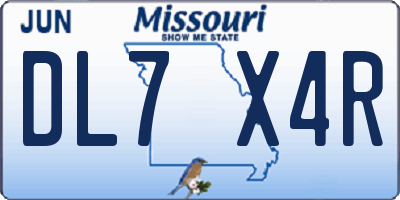 MO license plate DL7X4R