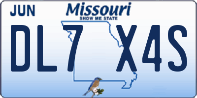 MO license plate DL7X4S