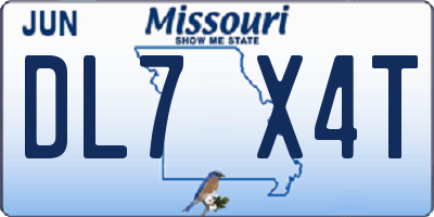 MO license plate DL7X4T